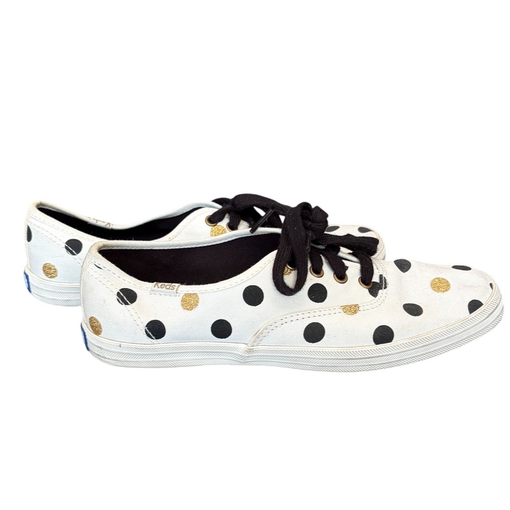 Keds Taylor Swift Champion Polka Dot Gold Glitter Sneakers White WF53194M 6.5